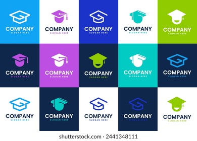 collection of education logo , graduation hat , celebrate ,logo design illustration.