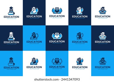 collection of education owl logo , learning symbol, logo design inspiration.