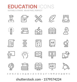 Collection of education related line icons. 48x48 Pixel Perfect. Editable stroke