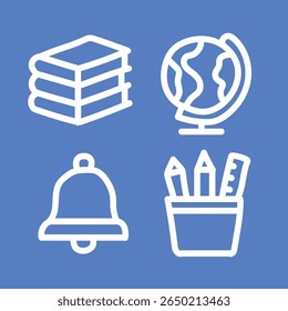Collection of education and school icons vectors, cute decorative brush stroke lines.