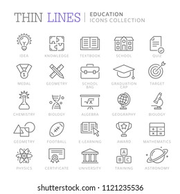 Collection of education thin line icons. Vector eps 8