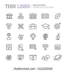 Collection of education thin line icons. Vector eps 8