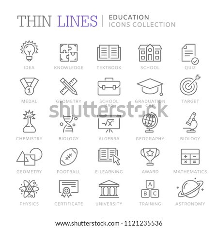 Collection of education thin line icons. Vector eps 8