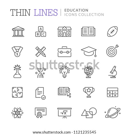 Collection of education thin line icons. Vector eps 8