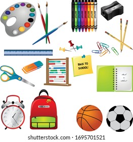 Collection of education tools vector graphic.