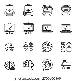 A collection of educational and learning icons presented in a clean silhouette style, perfect for various design projects.