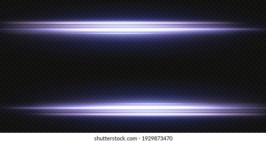 Collection effect light blue line png. Neon horizontal light line. Laser beams, horizontal blue light rays.Beautiful neon light flares. PNG.