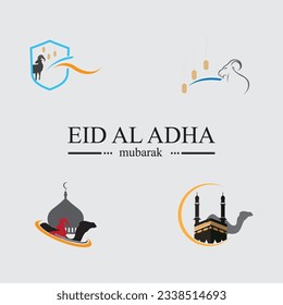 a collection of eid al adha simple logo design template