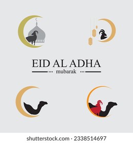 a collection of eid al adha simple logo design template