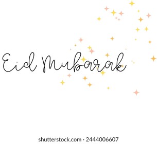 A collection of Eid al-Fitr greetings in the form of simple, aesthetic illustrations and containing several icons. You can see the writing entitled Eid Mubarak which is very beautiful and charming