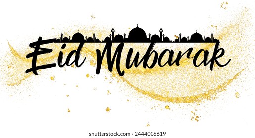 A collection of Eid al-Fitr greetings in the form of simple, aesthetic illustrations and containing several icons. You can see the writing entitled Eid Mubarak which is very beautiful and charming