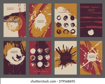 Collection eight cards of ink splatter.