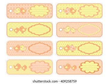 COLLECTION OF EIGHT DECORATIVE CUTE READY TO USE GIFT TAGS - BIRDS
