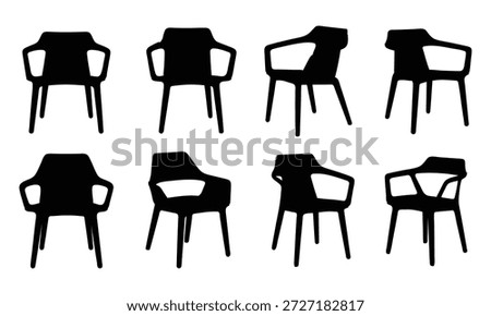 Collection of eight different chair silhouettes in various positions