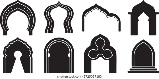 Sammlung von acht verschiedenen gotischen und architektonischen Stil dekorative Elemente und Symbole Vektor