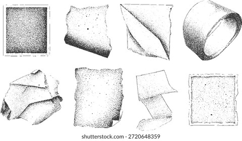 Coleção de oito texturas de papel pontilhado e