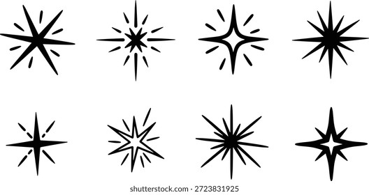 Una colección de ocho diseños únicos de explosión de silueta de Vector para su uso en varios proyectos creativos y aplicaciones decorativas.