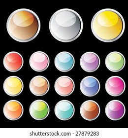 Collection of eighteen glossy button