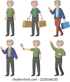 Collection of elderly people characters illustration