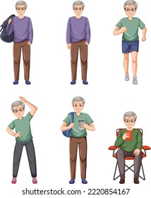 Collection of elderly people characters illustration
