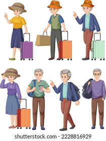 Collection of elderly people characters illustration