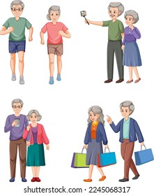 Collection of elderly people characters illustration