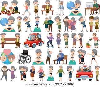 Collection of elderly people icons illustration