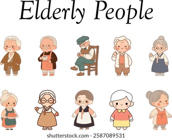  Collection of Elderly People in Traditional and Casual Outfits