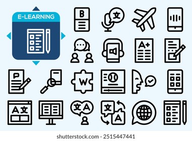 Collection of e-learning related line icons. 48x48 Pixel Perfect. Editable stroke