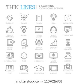 Collection of e-learning thin line icons. Vetor eps 8