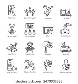 Collection of Electoral Process Linear Icons 

