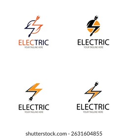 collection of electrical logo designs on white background