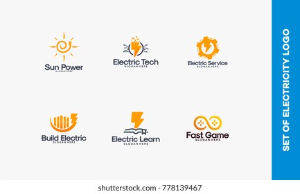 Collection of Electricity logo designs concept, Thunder logo designs template