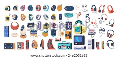 Collection Of Electronic Devices Ranging From Modern Smartwatches And Wireless Headphones To Retro Gaming Consoles