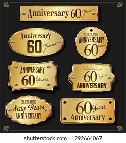 Collection of Elegant anniversary golden labels