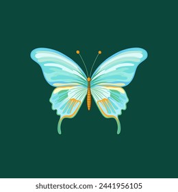 Collection of elegant beautiful tropical butterflies isolated on background. Cute flying butterfly insects  for decorative design elements.Vector illustration