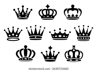 Collection of elegant black crown silhouettes