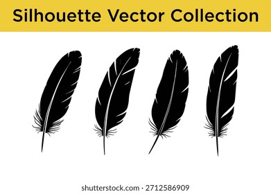 Una colección de elegantes siluetas de plumas negras en formato Vector, perfectas para varios proyectos de diseño.