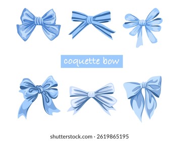 Collection of elegant blue coquette bows for fashion and design