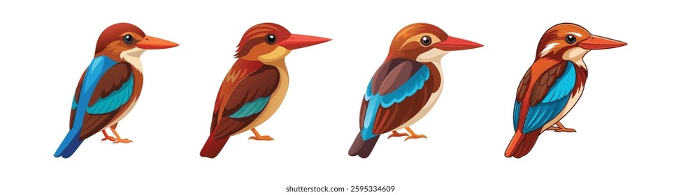 Collection of Elegant Brown Winged Kingfisher Artwork