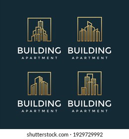 collection of elegant building logo designs with line concepts