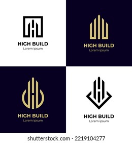 collection of elegant building logo designs. Building city logo with line art style. Building Real Estate and Construction logos