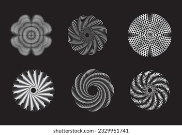 Eine Sammlung von eleganten Kreise Kunst-Deco-Rahmen und abstrakte geometrische Design-Vorlagen, ein luxuriöses lineares Ornament mit vintage silbernem Touchcharm, verwendet für die Markendarstellung, Dekoration, Logo, Ikone.