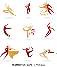 Collection of elegant dancing sillhuettes