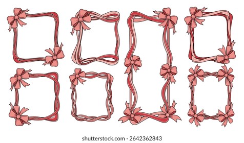 Collection of Elegant Decorative Frames Adorned with Delicate Bows and Intricate Ribbon Accents