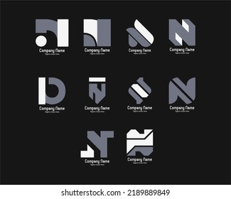A collection of elegant and dynamic logo shapes taken from the letter "N"