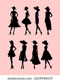 collection of elegant female fashion silhouettes