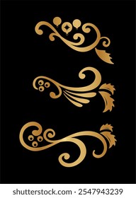 Collection of elegant golden christmas ornaments