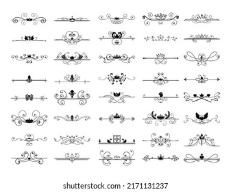 Colección de elegantes viñetas caligráficas reales hechas a mano. Patrones abstractos para decorar cubiertas, libros, postales.