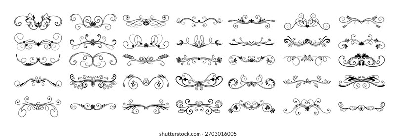 A collection of elegant hand-drawn calligraphic vignettes. Abstract patterns for decorating covers, books, postcards.